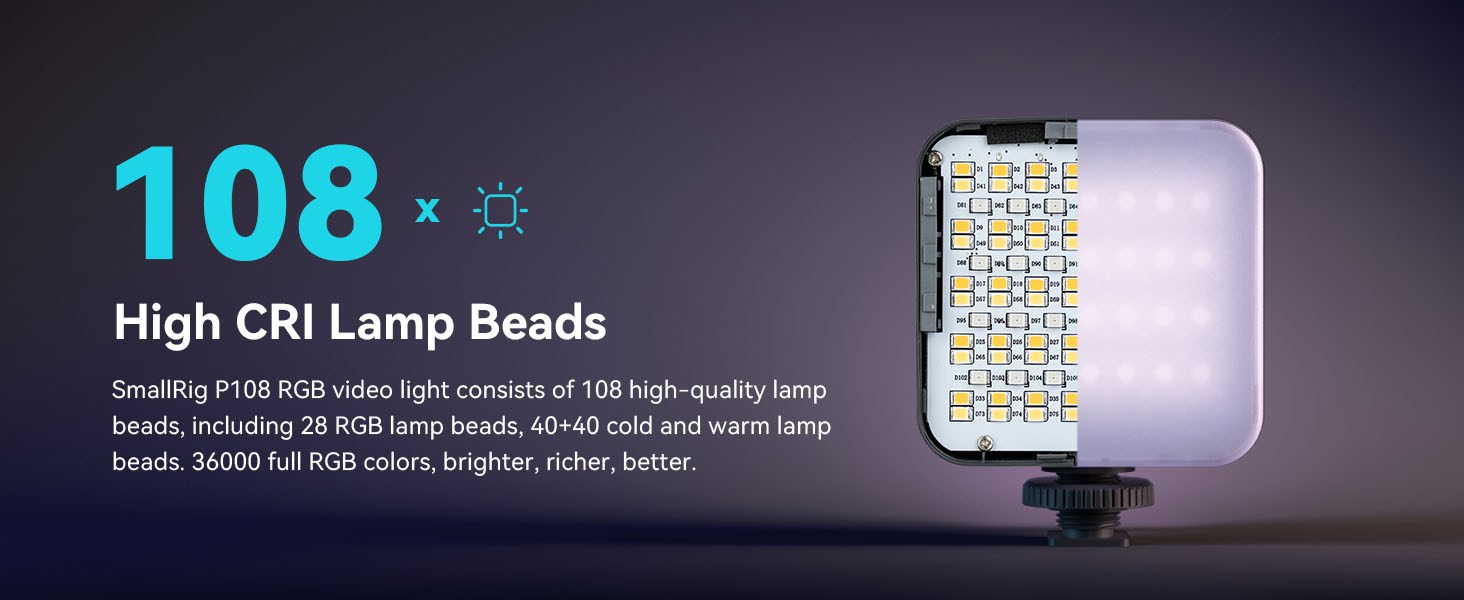 SmallRig P108 RGB Video Light,Portable LED Camera Lights 360° Full Color