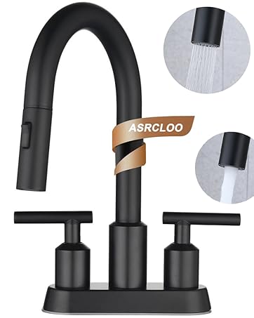 Centerset Bathroom Faucet,2 Handle 4 Inch Bathroom Sink Faucet with Pull Down Sprayer