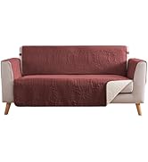 Pamhaven Red Loveseat Covers for 2 Cushion Couch, Water-Repellent Covers for Love Seat Sofa, Mach...