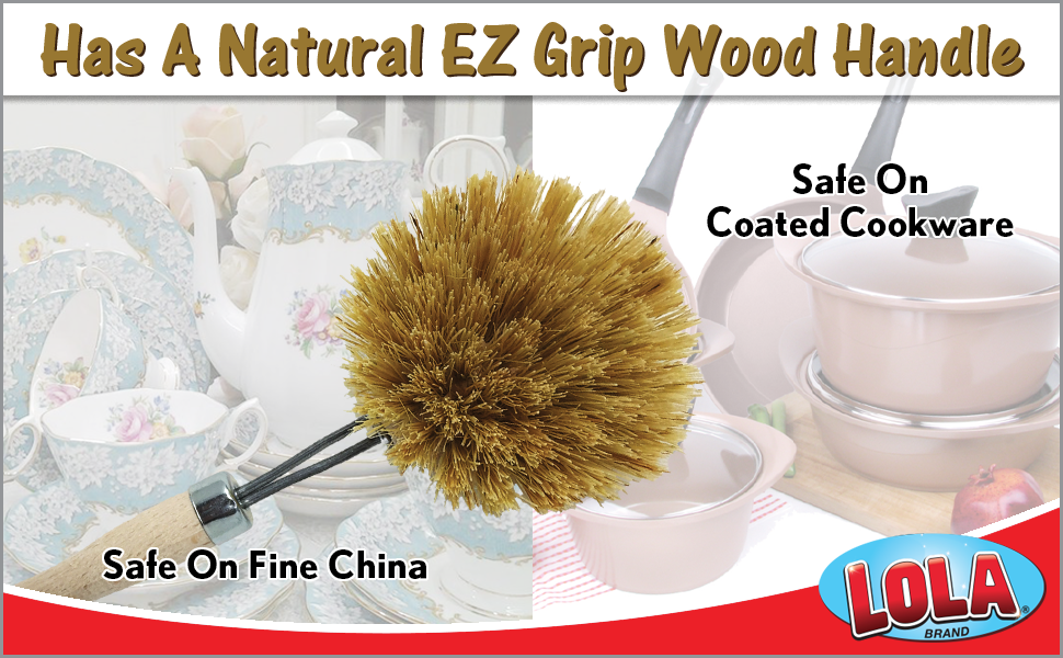 Lola Brand Vegetable Dish Brush veggie tampico wood dish kitchen brush