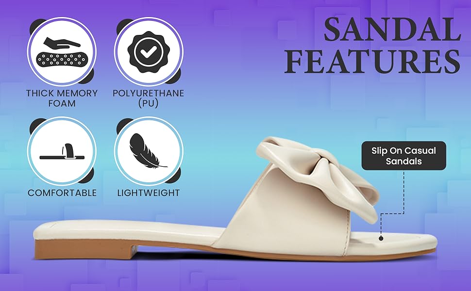 CAPE ROBBIN DANE FLAT SLIDE ON SANDALS WITH BOW TIE MEMORY FOAM LIGHTWEIGHT
