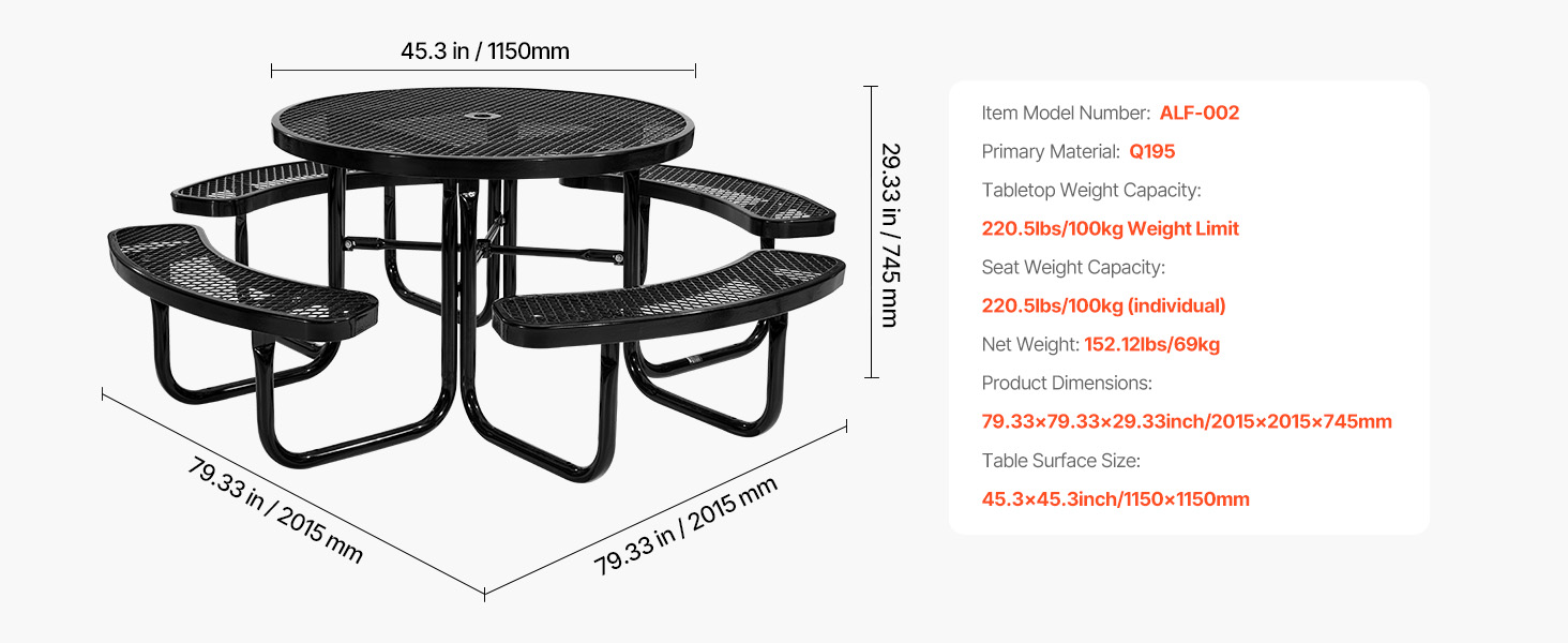 round/square picnic table
