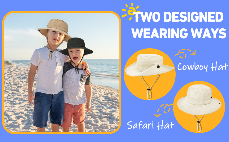 ,TWO DESIGNEDWEARING WAYS Cowboy Hat Safari Hat
