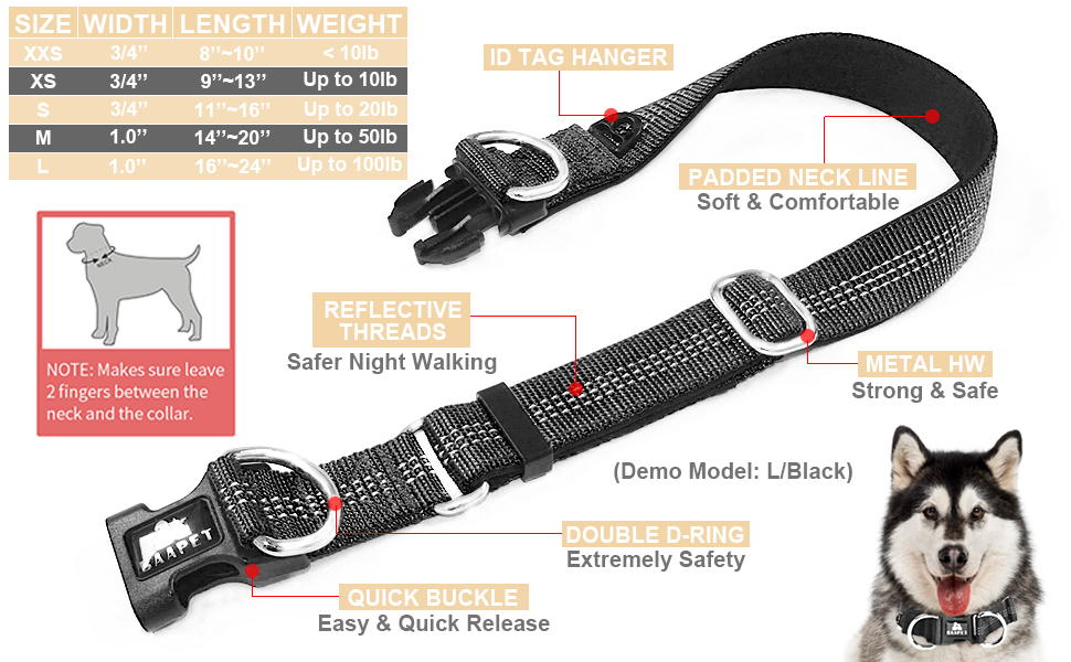 BAAPET Comfortable Dog Collar with Double Security Dual D