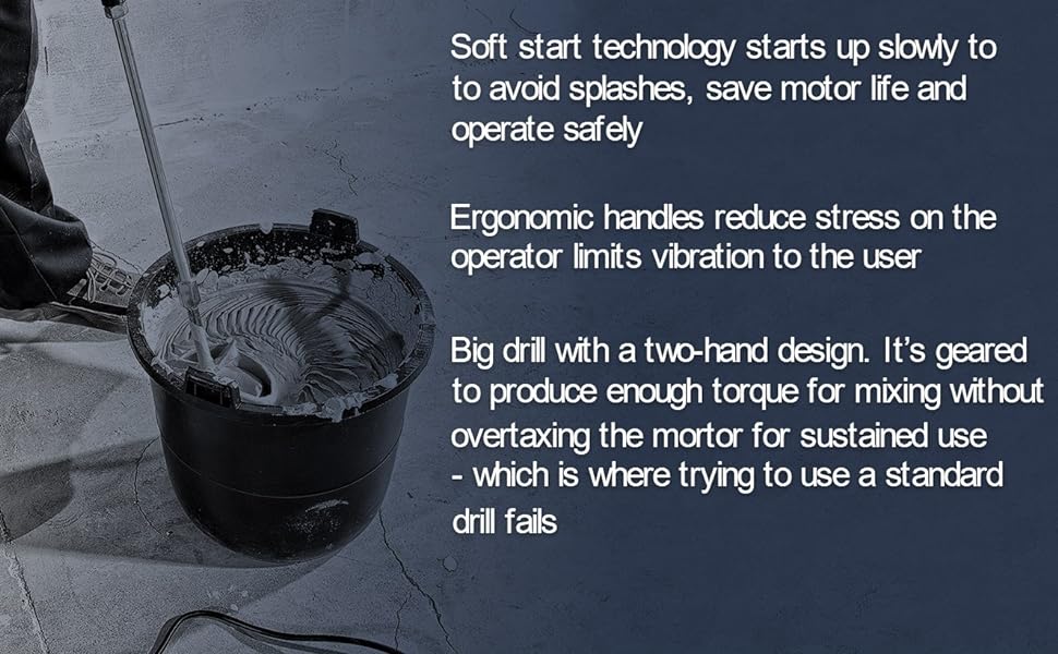 MAXXT 12A Single Paddle Mixer Concrete/Mortar Mixer, 5/8" Key Chuck