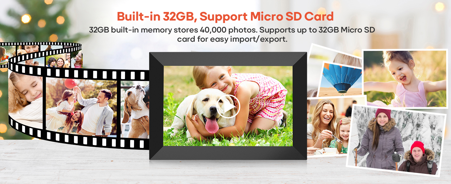 Digital frame with customizable slideshow feature, perfect for displaying a rotating selection of vacation photos and memories