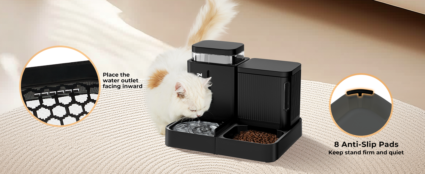 cat food and water dispenser set