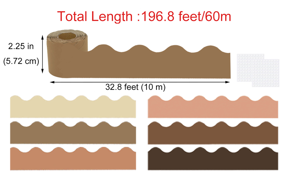 Acidea 196.8 ft Display Borders for Classrooms, 6 Rolls Pastel Border