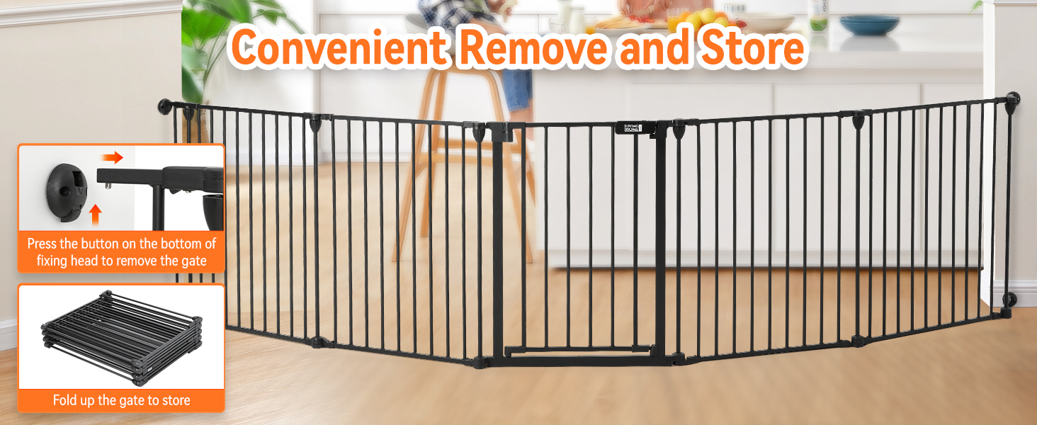 The Fellie Stair Gates for Dogs & Doorways, 180CM Foldable Dog Gate