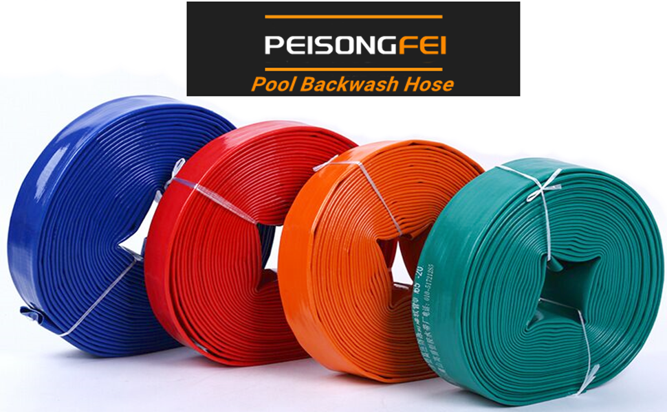 1 IN x 50 FT Pool Backwash Hose, Heavy Duty Flat Discharge