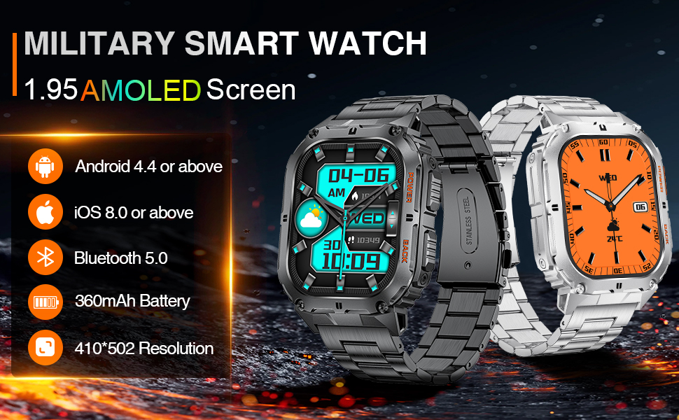 LIGE Military Smart Watches for Men (Answer/Make Call), 1.95'' AMOLED