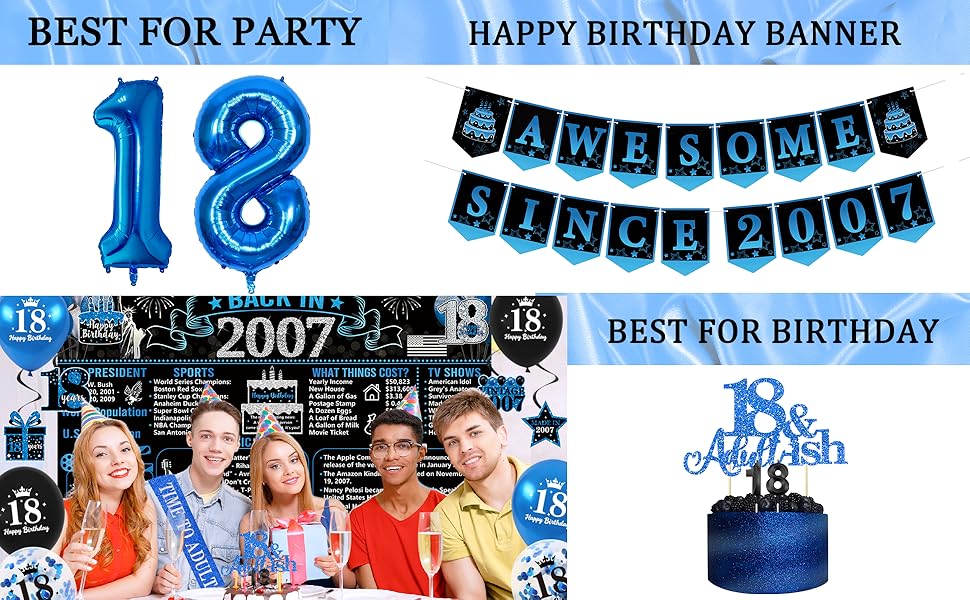 18th Blue Vintage Banner