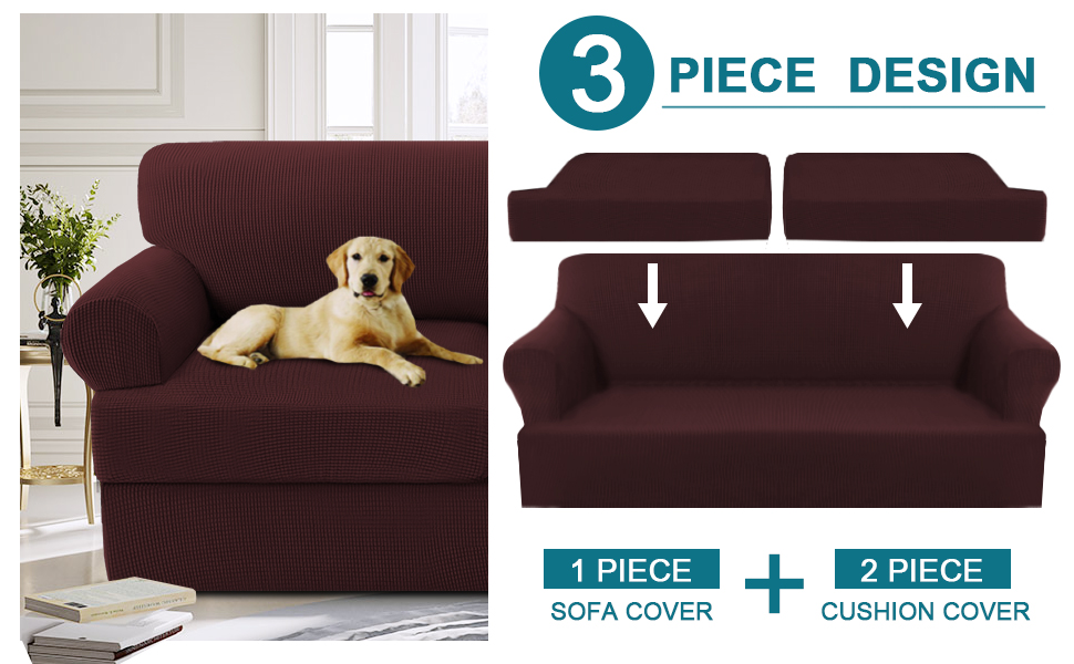 3 Pieces Sofa Covers T Cushion Sofa Slipcovers for 2