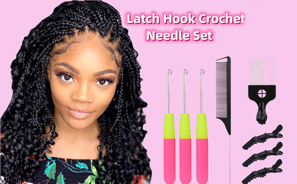 Latch Hook Crochet Needle Comb Set for Micro Braids, Hair