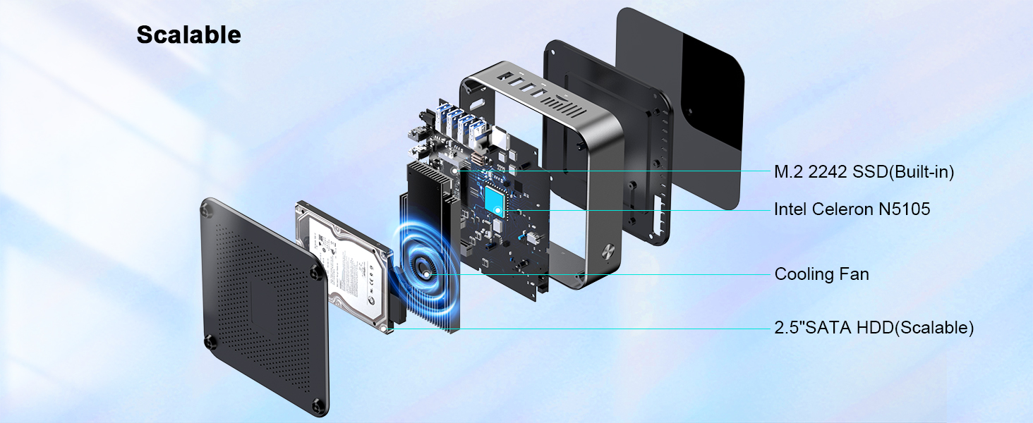 DreamQuest Mini PC Intel J5005 Processor 8GB RAM+256G ROM, Windows 11