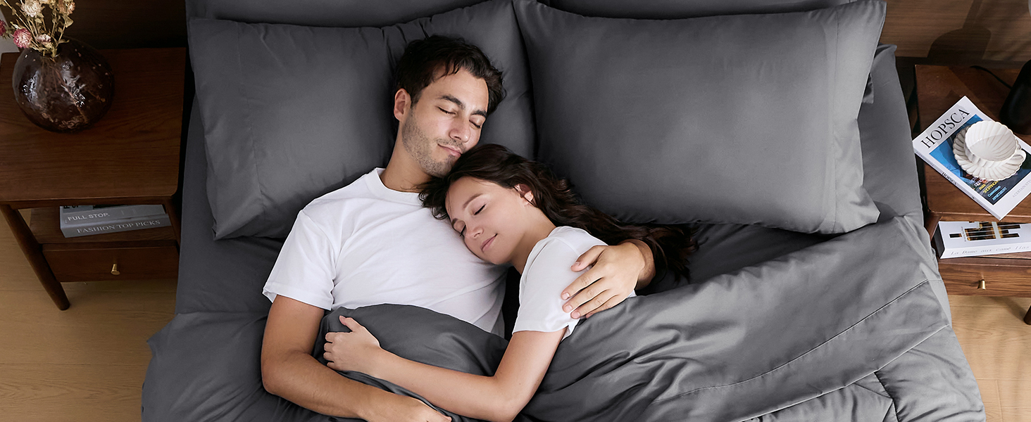 HEVUMYI Comforter Set, All Season Reversible Bed in a Bag Queen, Ultra Soft Queen Bedding Set