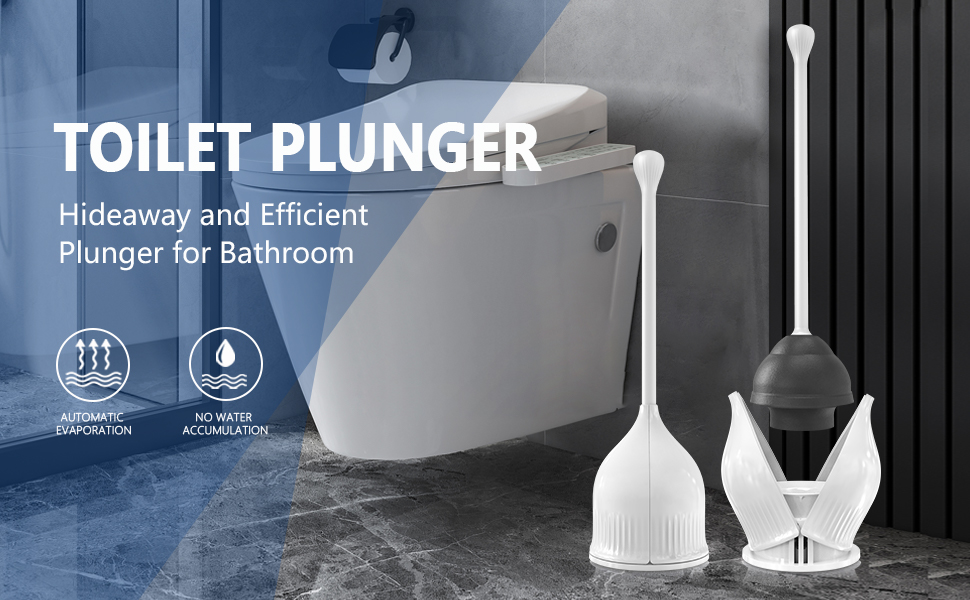 Toilet Plunger with Holder, Long Handle Plungers for