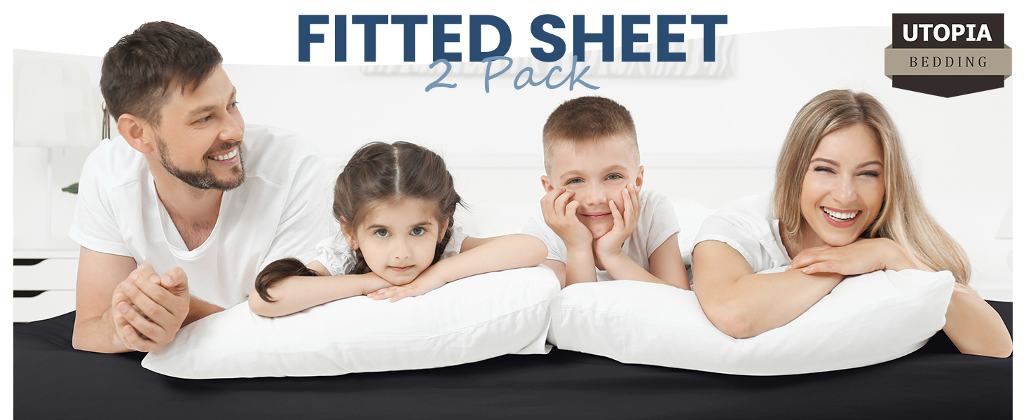 Utopia Bedding Twin XL Fitted Sheets Bulk Pack of 2 Bottom Sheets Soft Brushed