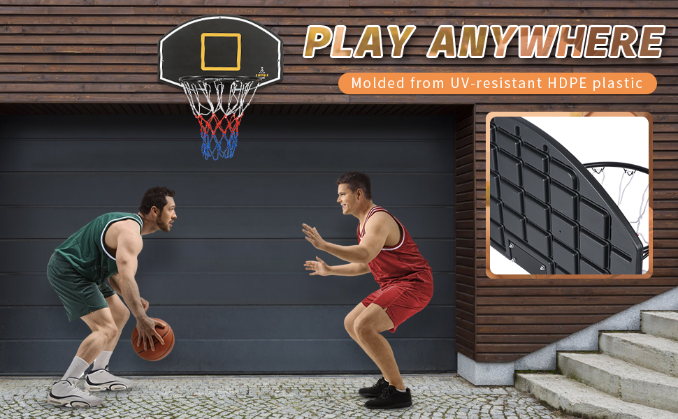 JUNGLE STONE Wall Mounted Basketball Hoop Backboard Set For Outdoor and