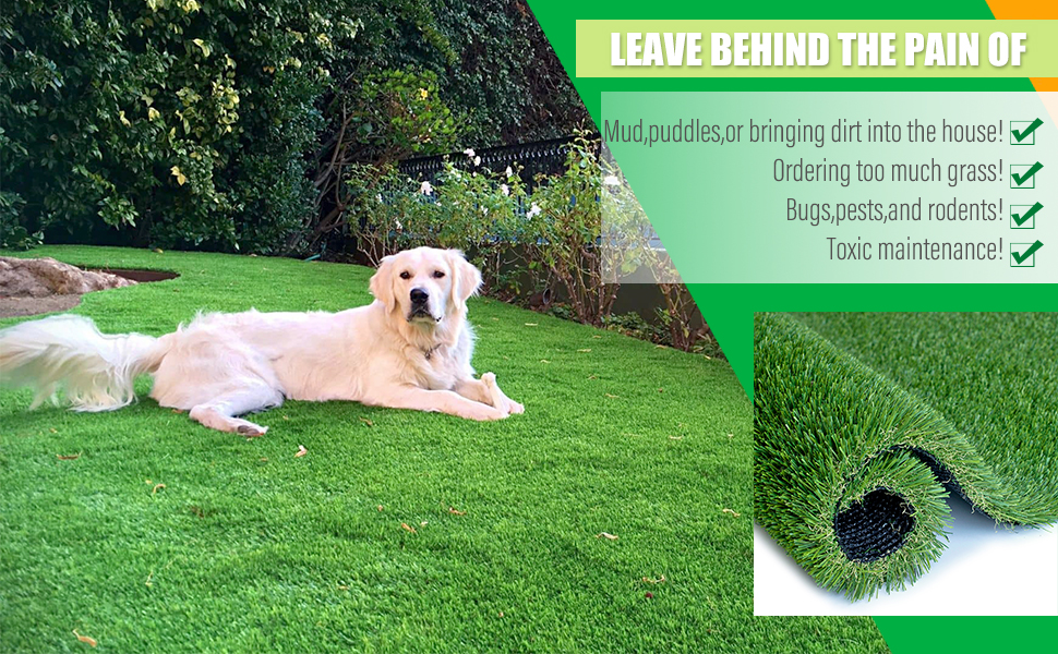 Artificial Grass Turf Lawn, 1.49" Indoor Outdoor Garden