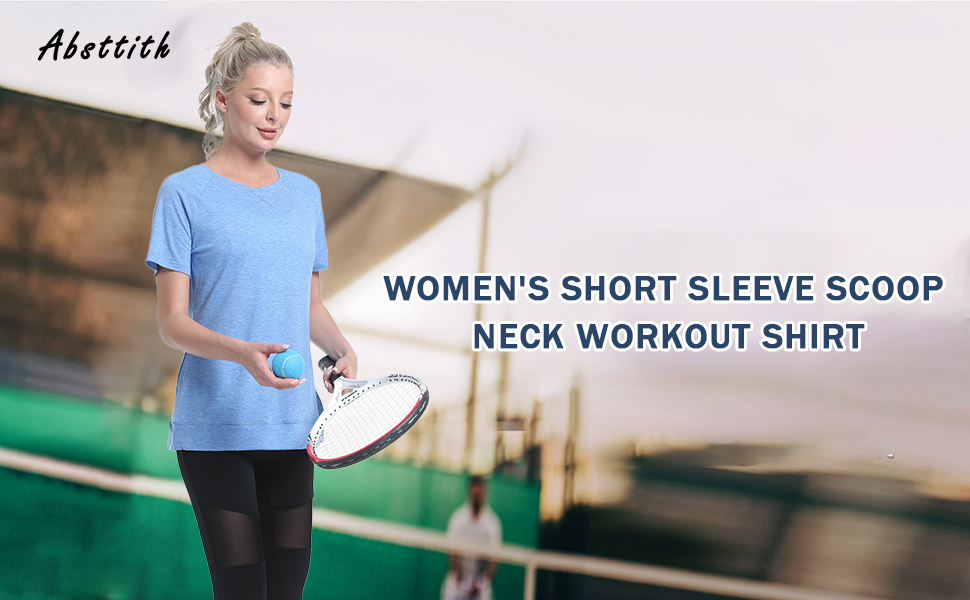 Absttith WOMEN'S SHORT SLEEVE SCOOPNECK WORKOUT SHIRT