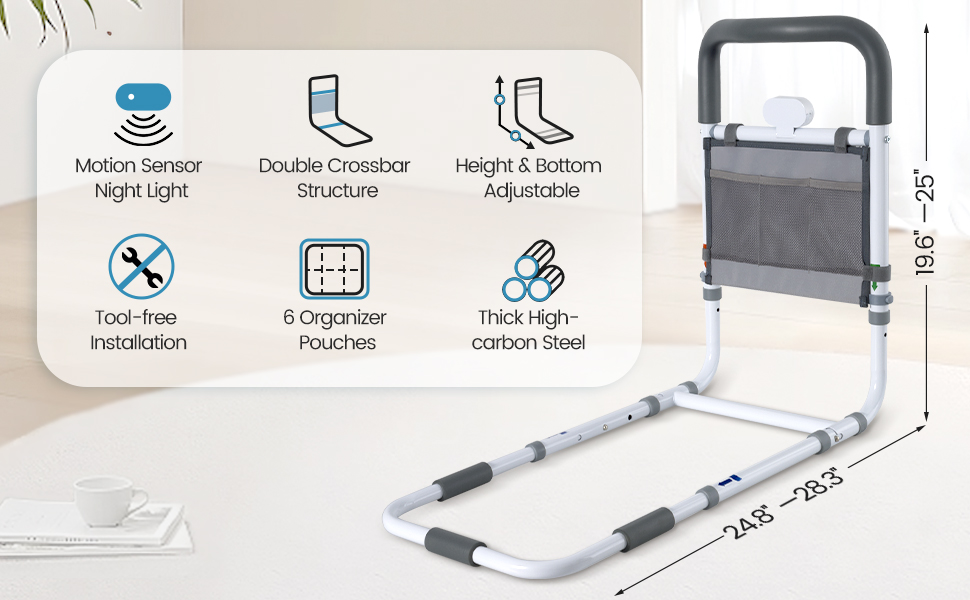 ADERI Adjustable Bed Rails for Elderly Adults with Night