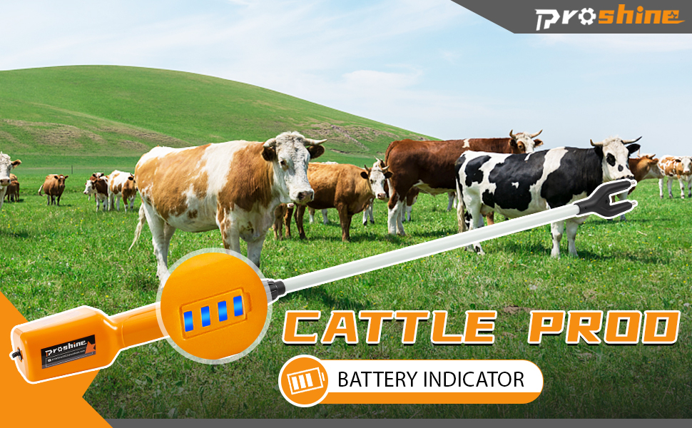 Proshine Cattle Prod with Battery Indicator Patio, Lawn