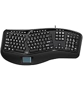 Adesso AKB-450UB - Ergonomic Keyboard with Built-in Touchpad, Wired, Multimedia Hotkeys, Split Ke...