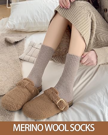 EBMORE 5 Pairs Women Merino Wool Socks