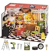 Rolife DIY Miniature House Kit Garage Workshop, Build 1/20 Mini House Building Kit with LED Craft...
