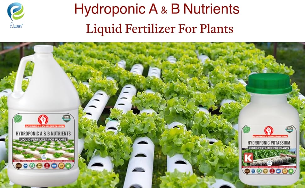 Erwon® Hydroponic A & B Fertilizer for Plants, Essential Growth Fertilizer for hydroponic Plants