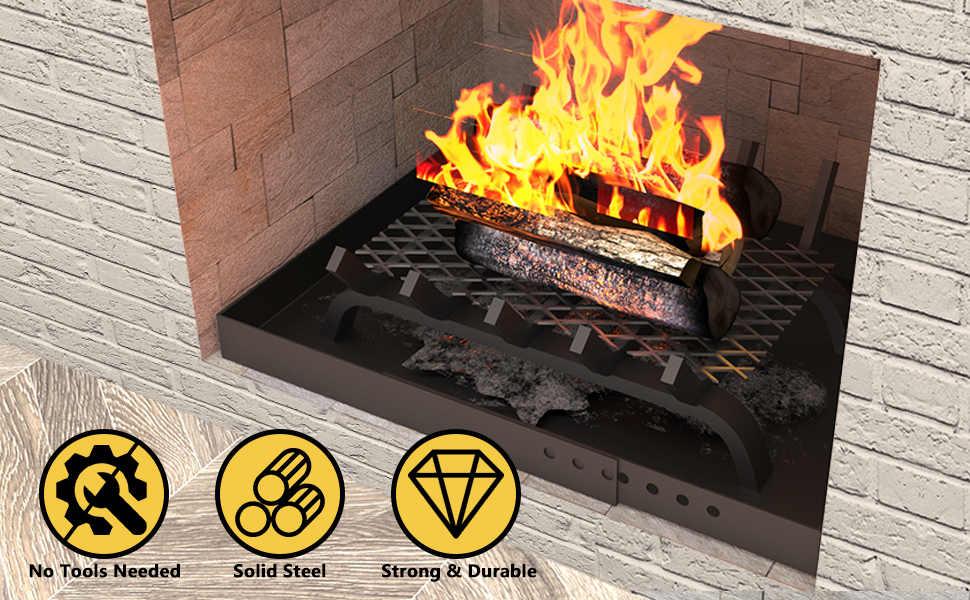 Powrocket Fireplace Grate Ember Retainer 16 x 10 Inch,Heavy
