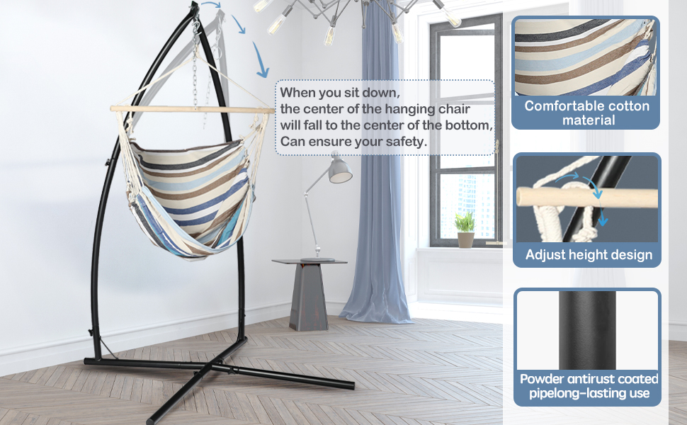 LAZZO Hammock Chair Stand with Hanging Swing Chair, Indoor
