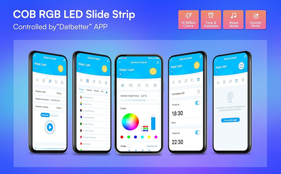 GUPUP COB RGB IC LED Strip Lights, 16.4 FT Smart Color
