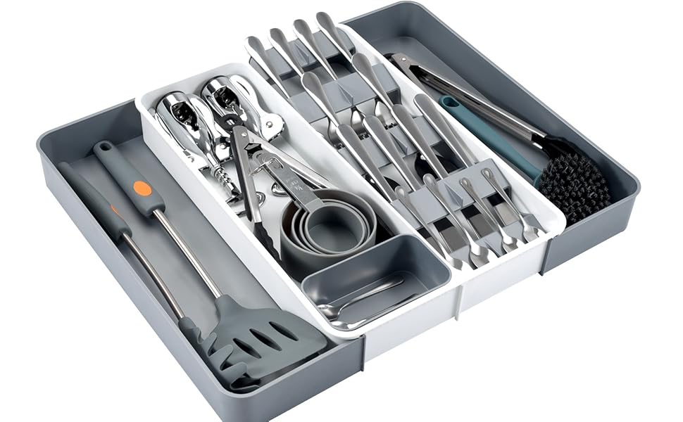 Kitchen drawer storage device Adjustable tableware tray storage box