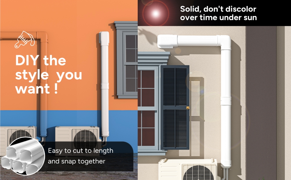 Toutgood 5'' 10Ft Mini Split Line Set Cover for Ductless