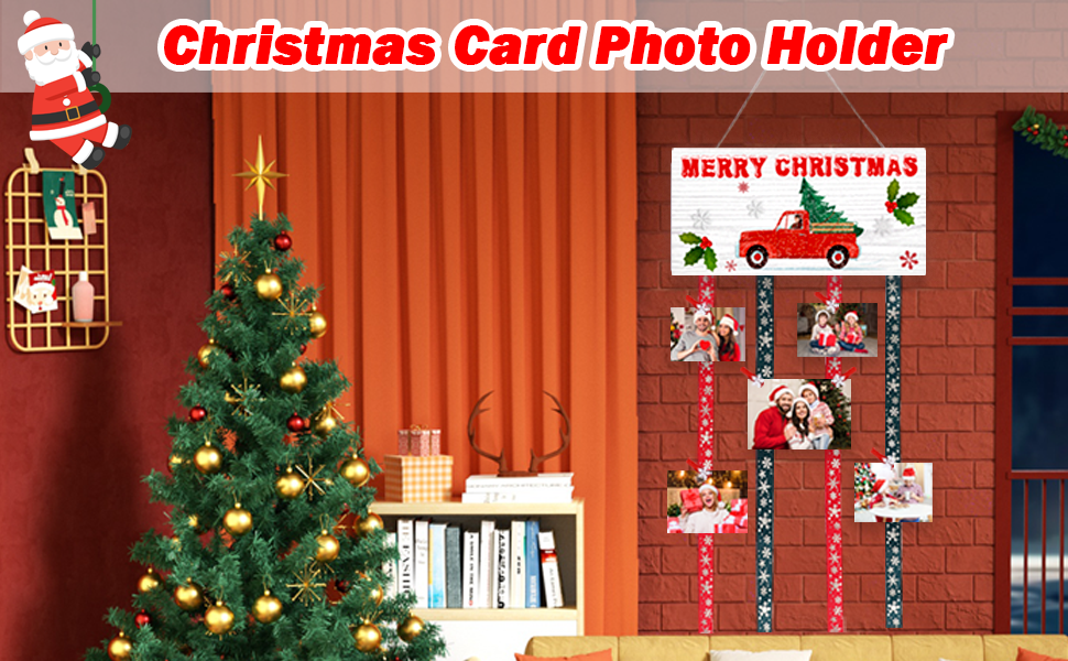 DAKUO Christmas Card Holder, Wall Hanging Picture Display