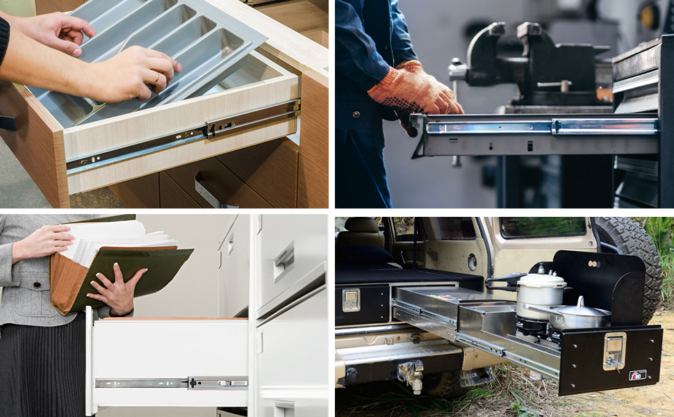 14 Inch Drawer Slides, Plusmart Soft Close Drawer Slide Glides Ball