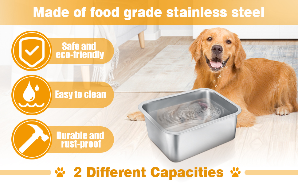 Pet Supplies 3 Gallons Extra Large Dog Water Bowl, Durable Stainless