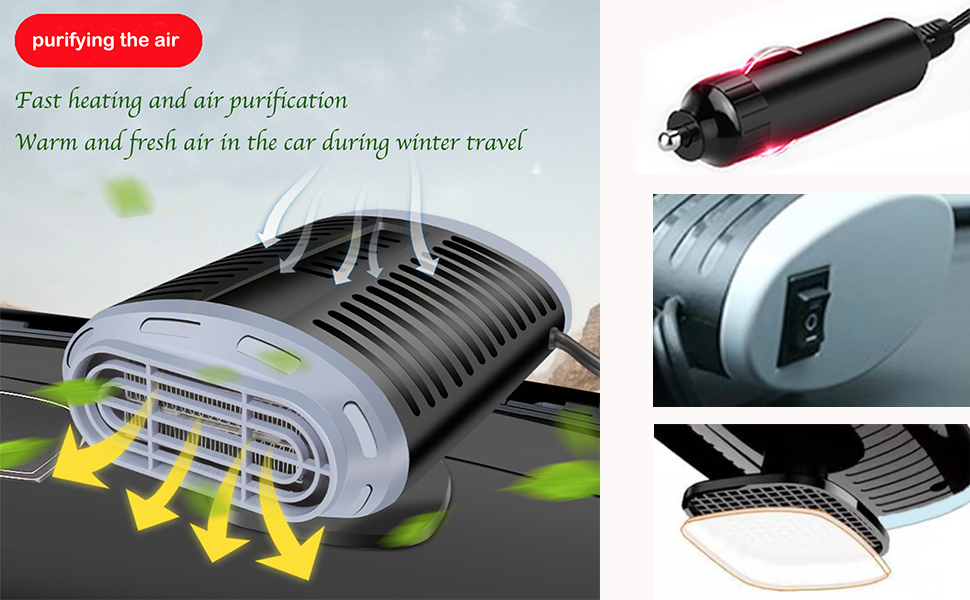 Portable Car Heater, 12V 150W Windshield Defroster & Defogger, 3 in 1 Heater for Car
