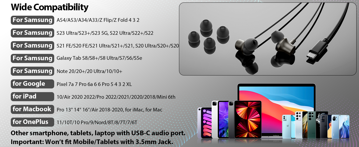 wired usb c earphones