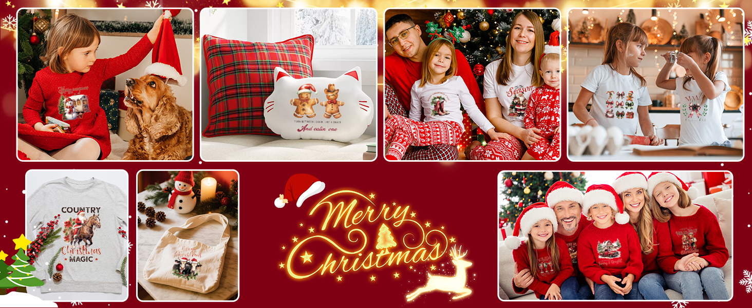 Vintage Merry Christmas Dtf Transfers Ready to Press Iron on Decals