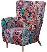 NILUOH Armchair Slipcover 1-Piece Stretch Velvet Wing Back Chair Sofa Slipcover Soft Arm Chair Co...