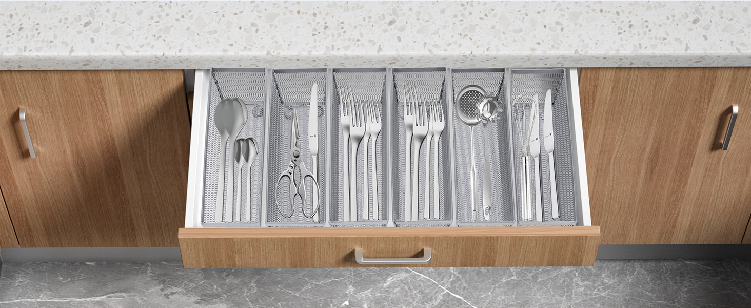Neudeco Mesh Drawer Organizer,Silverware Drawer Organizer