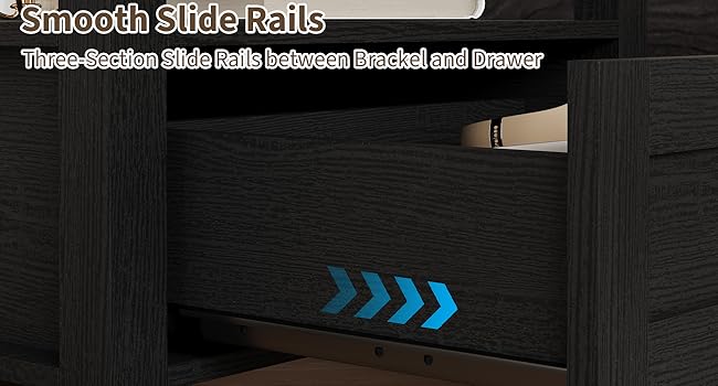 bedside table with charging station