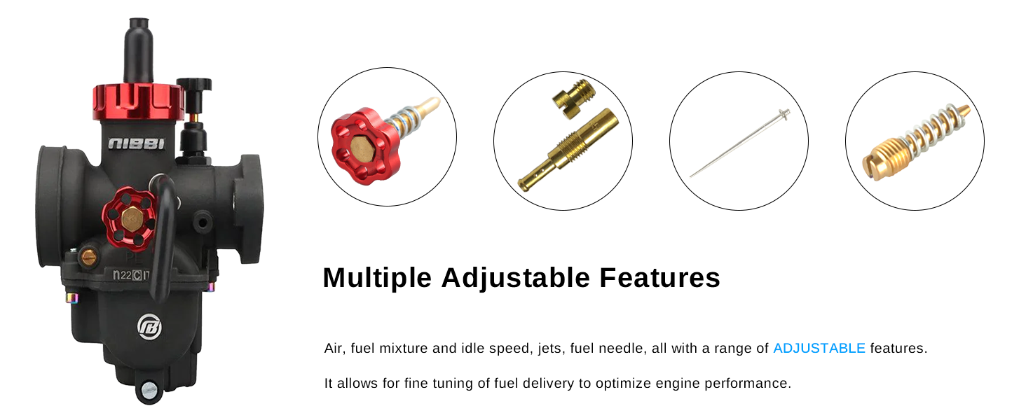 NIBBI PE22 Carburetor with 48mm Air Filters, 22mm carburetor Kit Fit for 110cc