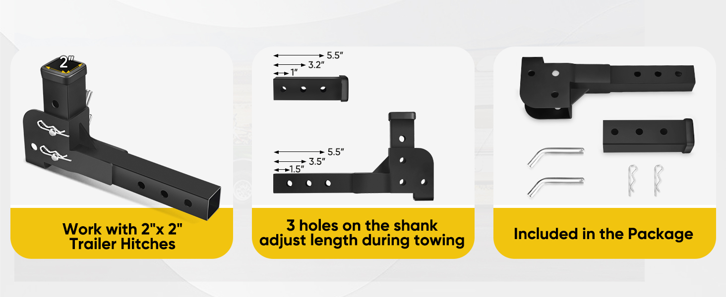 GADFISH Folding 2" Trailer Hitch Adapter, 800LBS Foldable 2