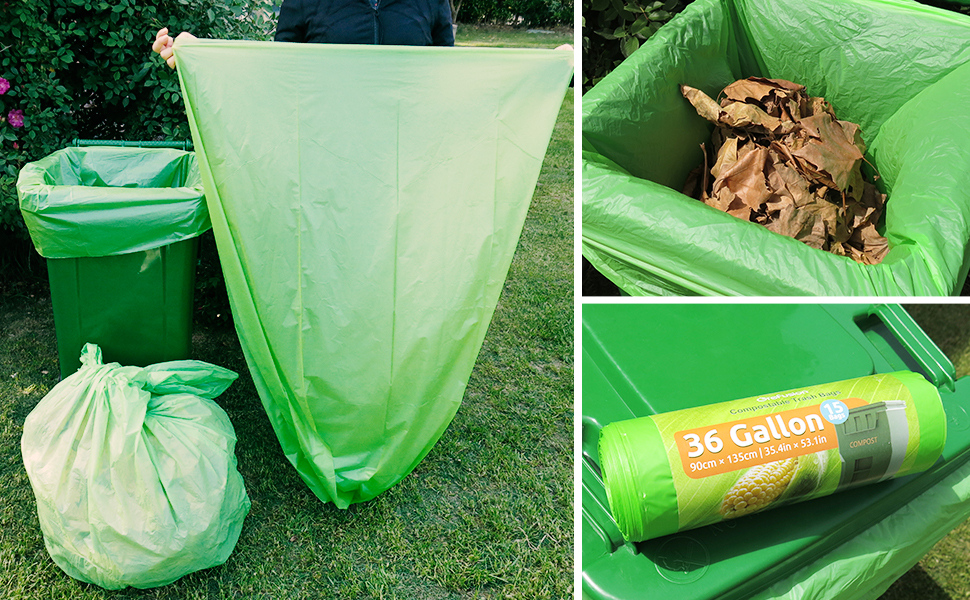 GreFusion 13 Gallon Compostable Bags, 30 Count, 1.01 Mill