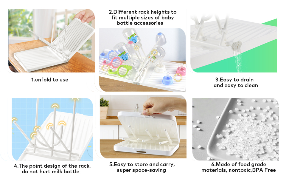 WHNL Travel Baby Bottle Drying Rack with Tray and Drainer