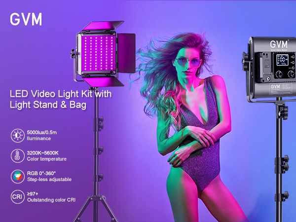 GVM RGB LED Video Light, 800D Studio Light with APP Control